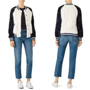 Rails - Posey Faux Fur Varsity Jacket - Navy and Ivory - Size Medium